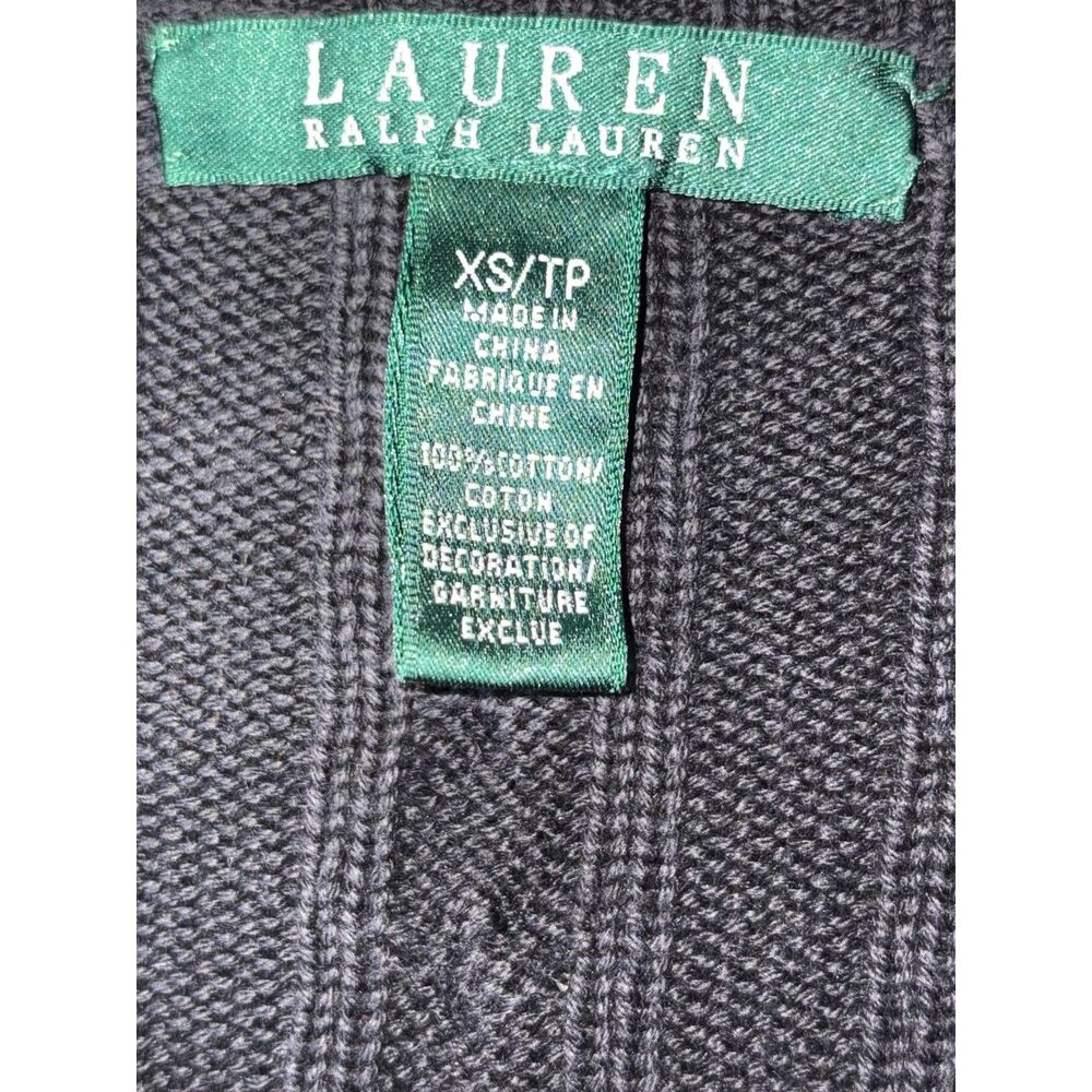 Lauren Ralph Lauren Preppy Minimalist Black Cable Knit Sweater 100% Cotton sz XS - Picture 8 of 9